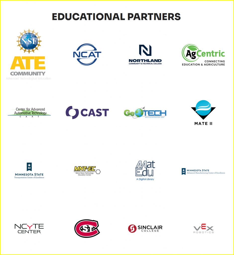 Visual List of Educational Partners for Experience STEAM event, including MNT-EC and many others. 