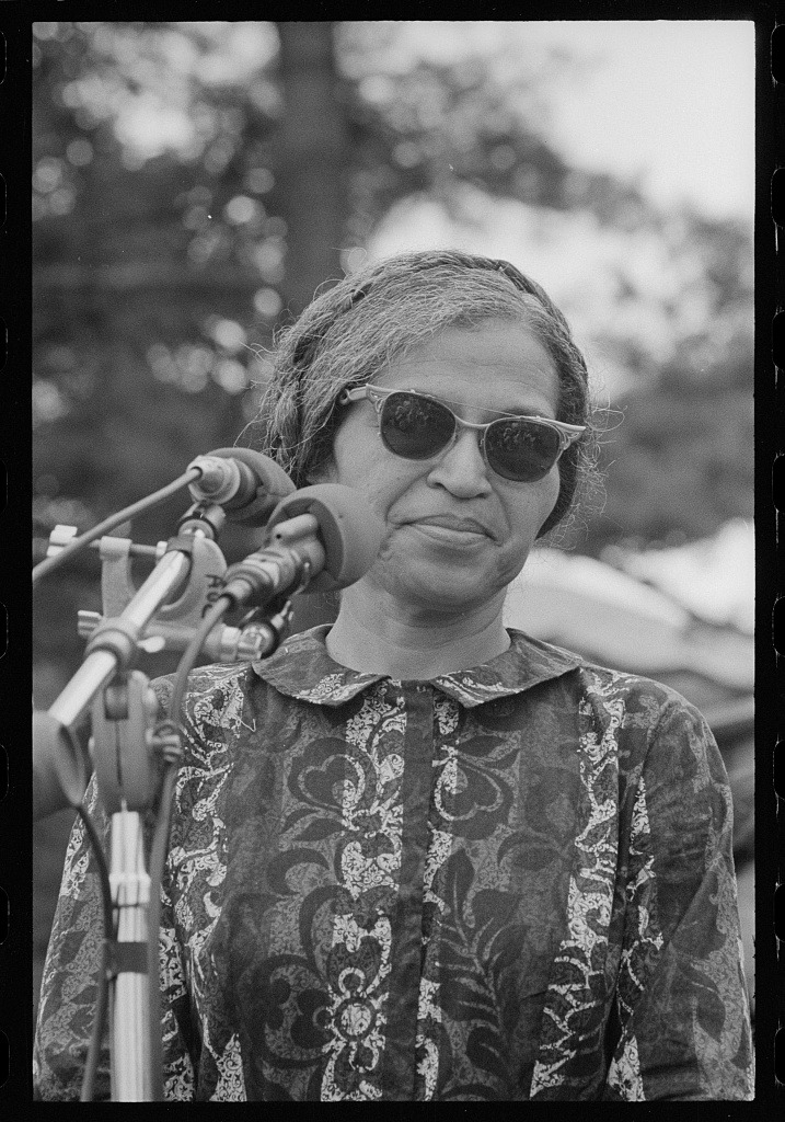 Rosa Parks at the 1968 Poor Peoples March at Washington Monument and Lincoln Memorial, [Washington, D.C.]