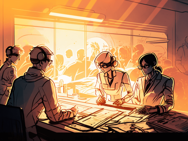 AI-generated image/artwork of scientists in a lab