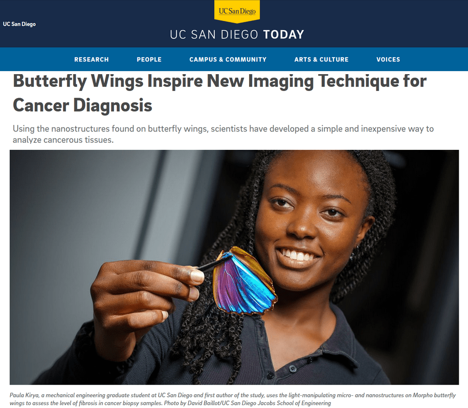 screenshot UC San Diego article about student Paula Kirya