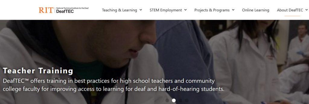 Screenshot of DeafTEC website