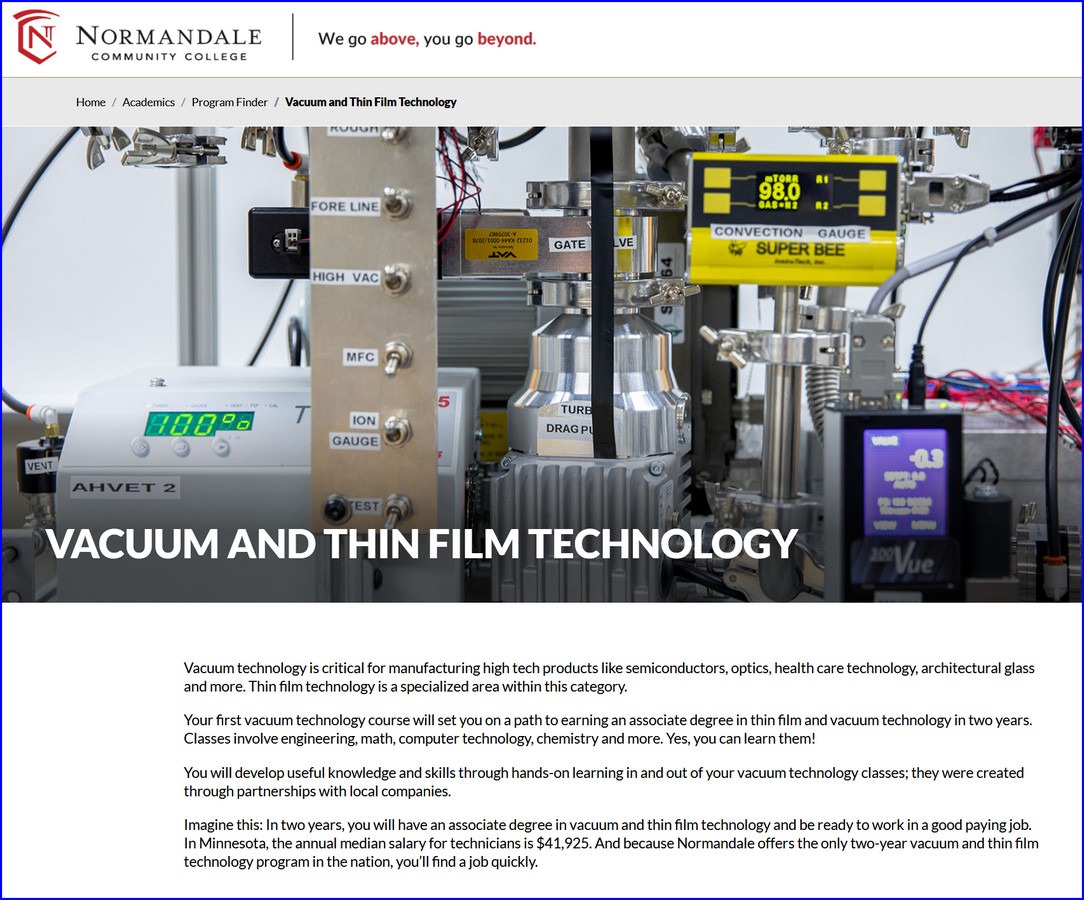 Normandale Community College PD Courses on Vacuum Technology