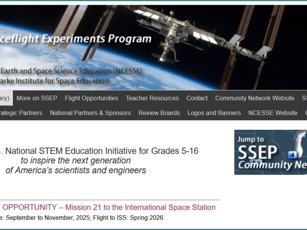 SSEP website screenshot for Mission 21 to the ISS